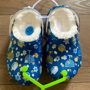 Crocs Classic Lined Hanukkah Clog Toddler Size 10 Blue New